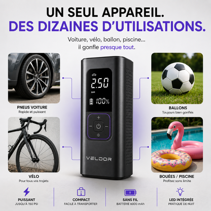Veldor Gonfleur Portatif Multifonction